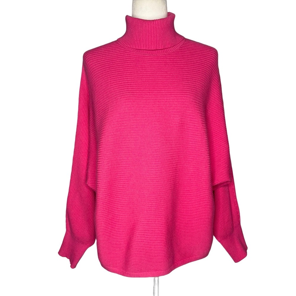 Old Navy Womens Pink Chunky Knit Turtleneck Sweater Large Relaxed Dolman Sleeve